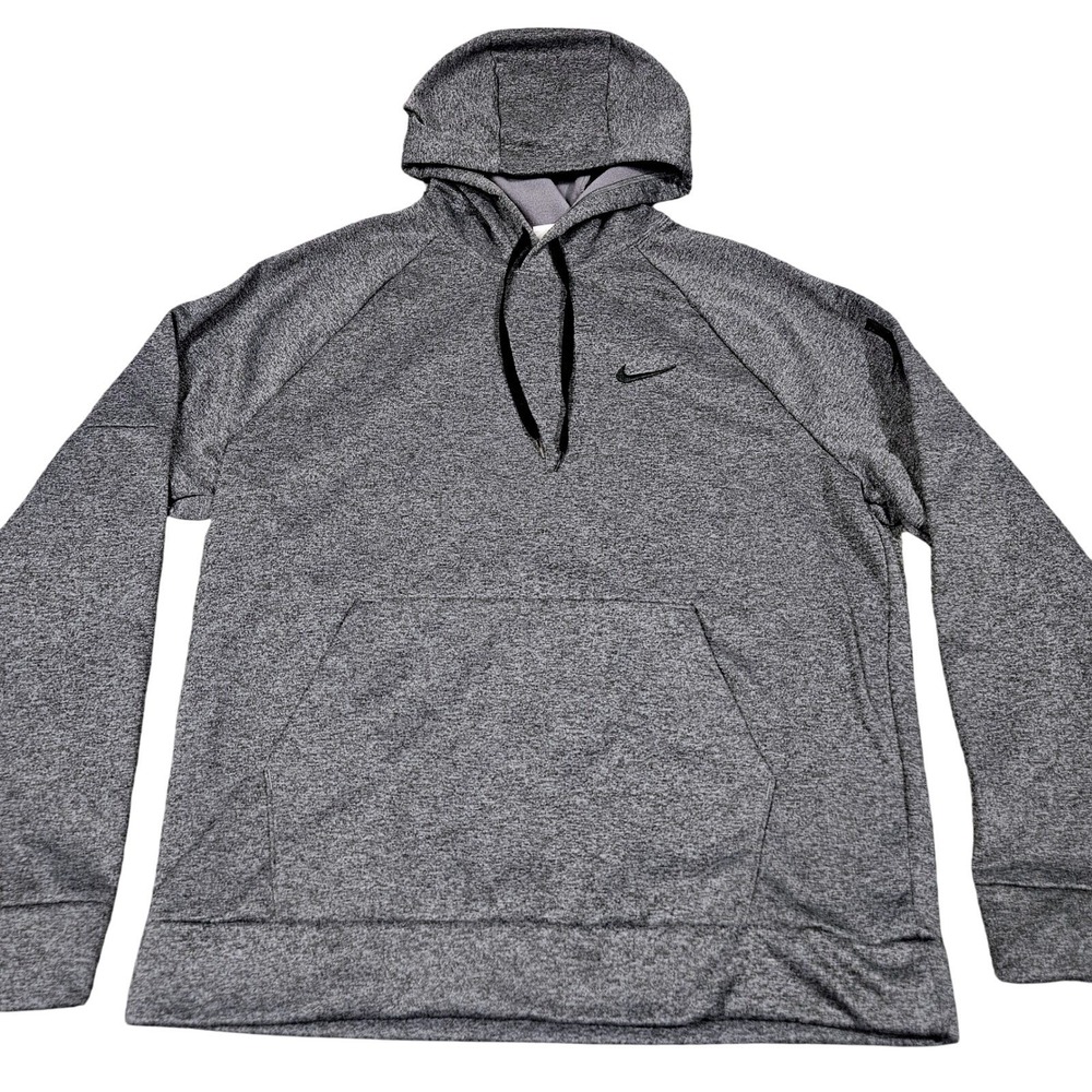 Nike Hoodie Mens L Gray Therma-FIT Pullover Sweatshirt Activewear Athleisure